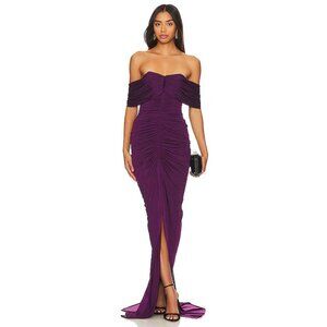 YAURA Tiara Gown in Grape Purple Off Shoulder